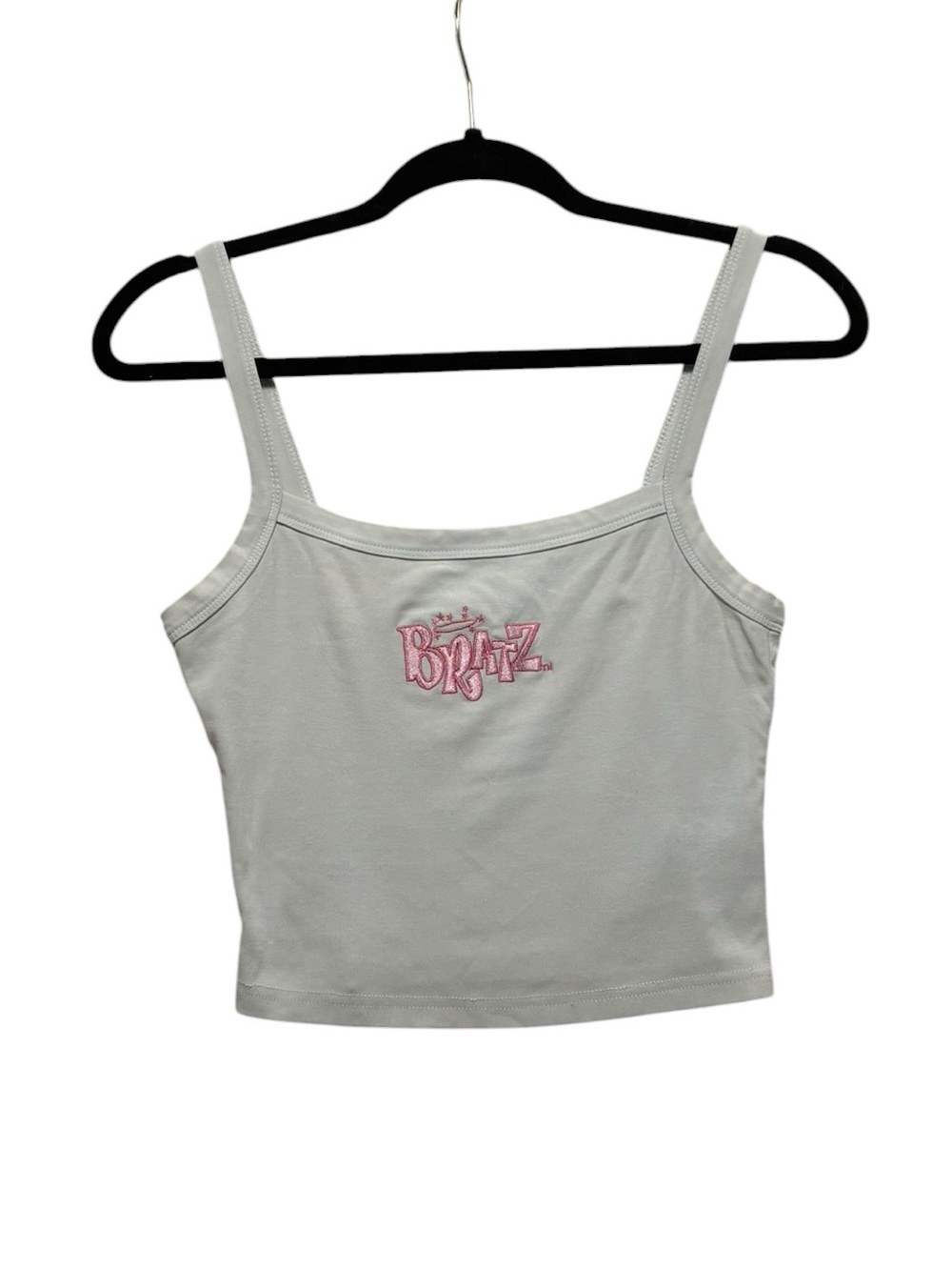 Dolls Kill Light Gray Cropped Tank with Pink Logo